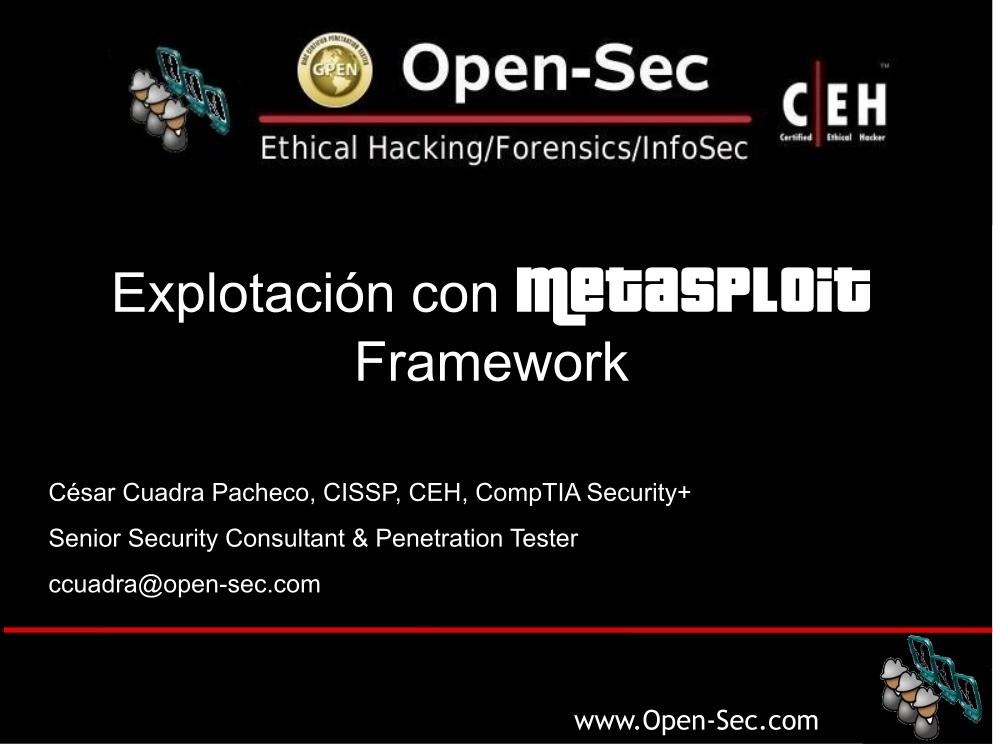 Imágen de pdf Explotación con Metasploit Framework
